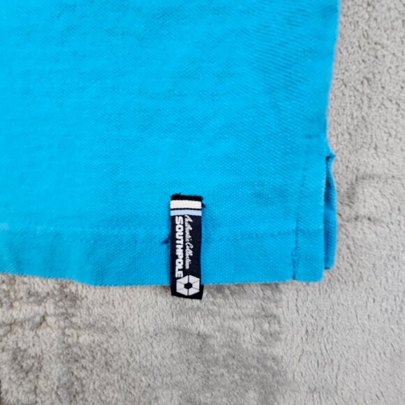 SouthPole Polo Shirt Men's Size XL Turquoise Blue Y2K Hip Hop Preppy Golf Casual - Picture 9 of 11